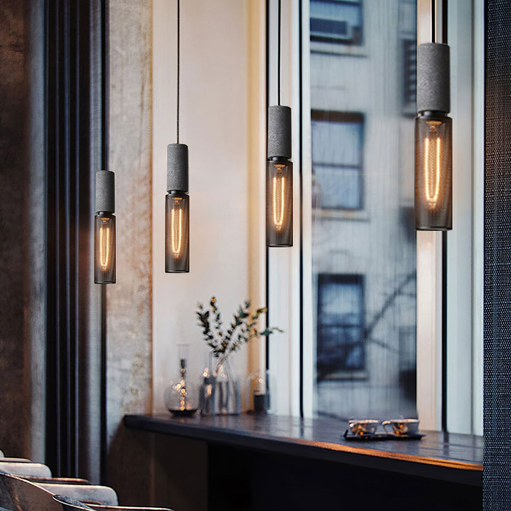 Urban Concrete Pendant Light, Industrial Marble Look Stone LED Hanging Lamp for Kitchen Island, Dining Room and Living Room