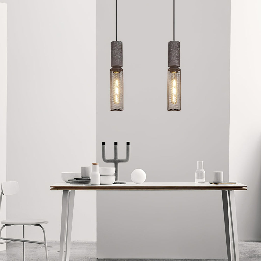 Urban Concrete Pendant Light, Industrial Marble Look Stone LED Hanging Lamp for Kitchen Island, Dining Room and Living Room