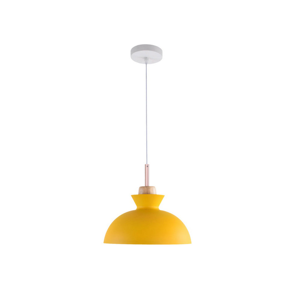 Modern Single Pendant Dome Light, Scandinavian Spun Brushed Metal Hanging Lamp for Kitchen Island, Dining Room and Hallway