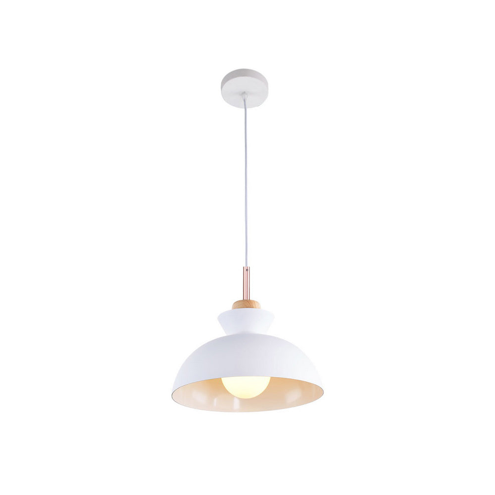 Modern Single Pendant Dome Light, Scandinavian Spun Brushed Metal Hanging Lamp for Kitchen Island, Dining Room and Hallway