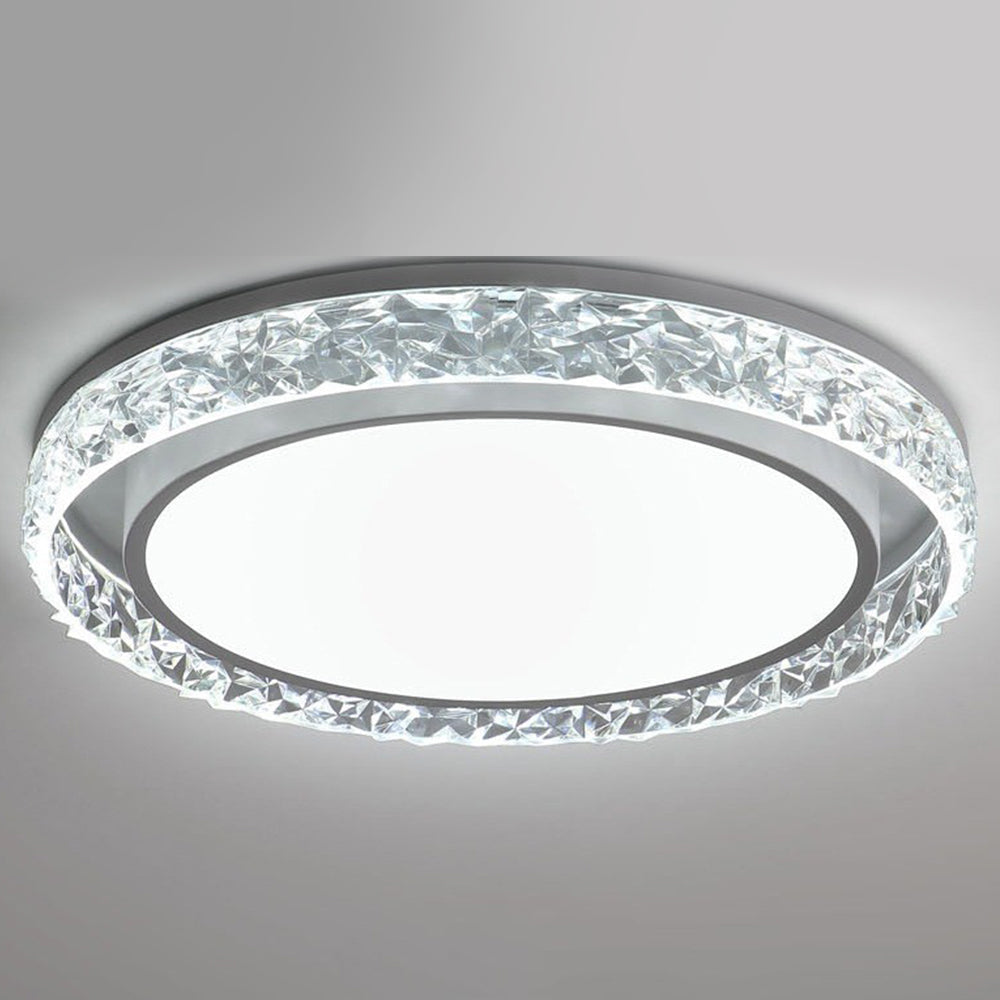 Crystal Halo LED Ceiling Light, Luxury Dimmable Glass Flush Mount Light for Living Room, Bedroom and Hallway