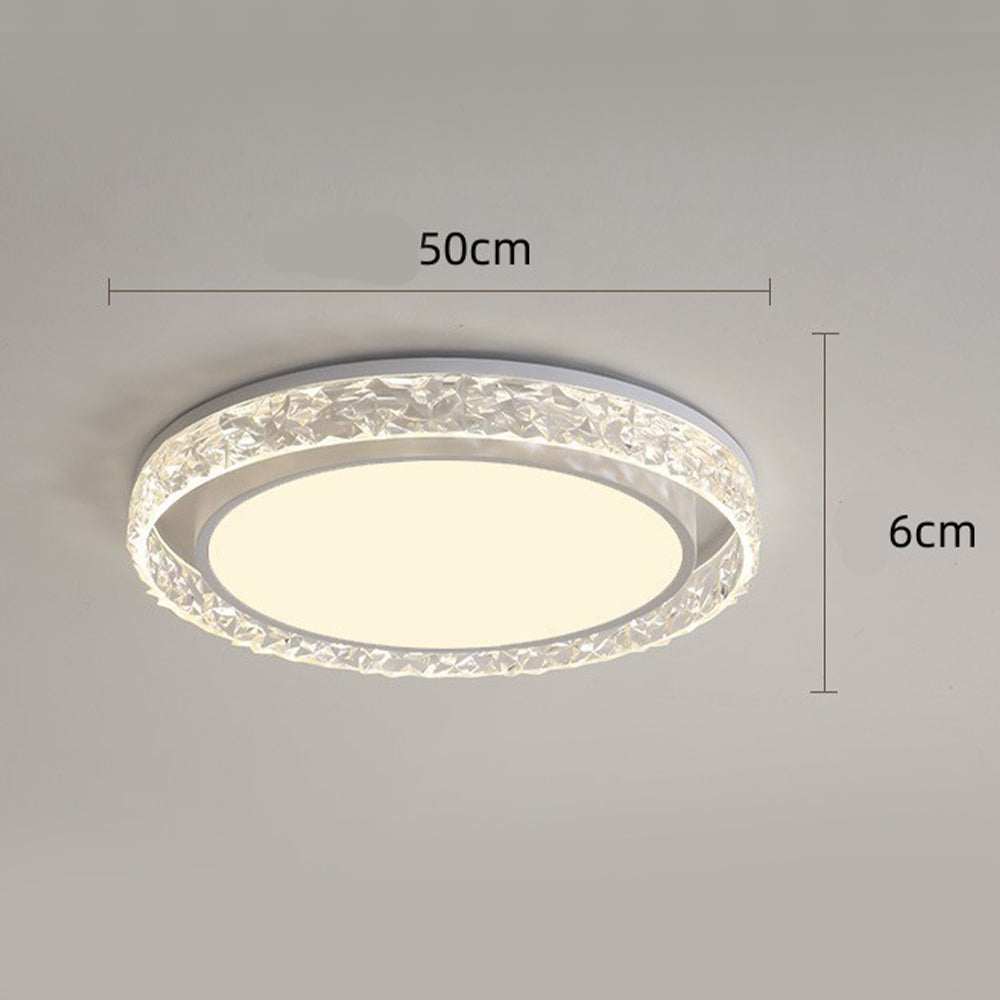 Crystal Halo LED Ceiling Light, Luxury Dimmable Glass Flush Mount Light for Living Room, Bedroom and Hallway