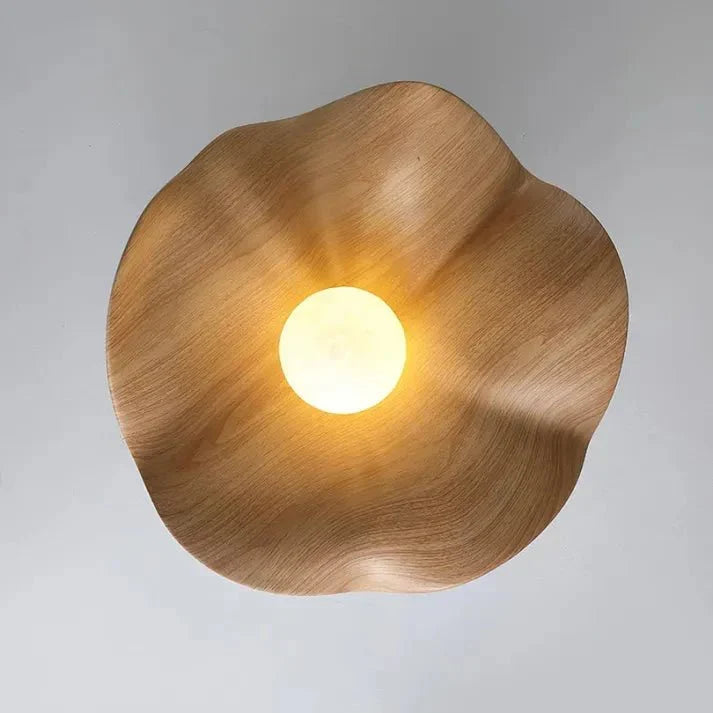 Scandinavian Wooden Lotus Ceiling Light, Solid Wood and Iron Layered Petal Ceiling Lamp for Living Room, Bedroom and Hallway