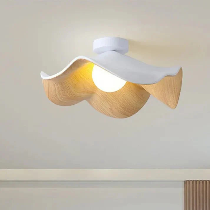 Scandinavian Wooden Lotus Ceiling Light, Solid Wood and Iron Layered Petal Ceiling Lamp for Living Room, Bedroom and Hallway