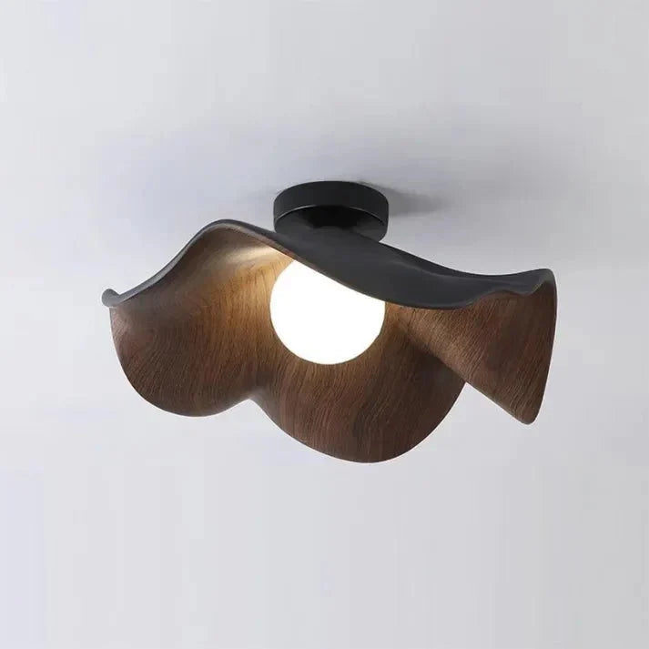 Scandinavian Wooden Lotus Ceiling Light, Solid Wood and Iron Layered Petal Ceiling Lamp for Living Room, Bedroom and Hallway