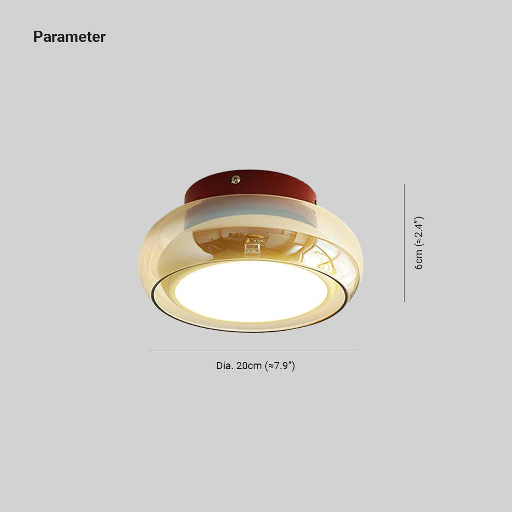 June Retro Glass Flush Mount Ceiling Light, Vintage Ribbed Glass LED Ceiling Lamp for Living Room, Bedroom, Hallway and Kitchen