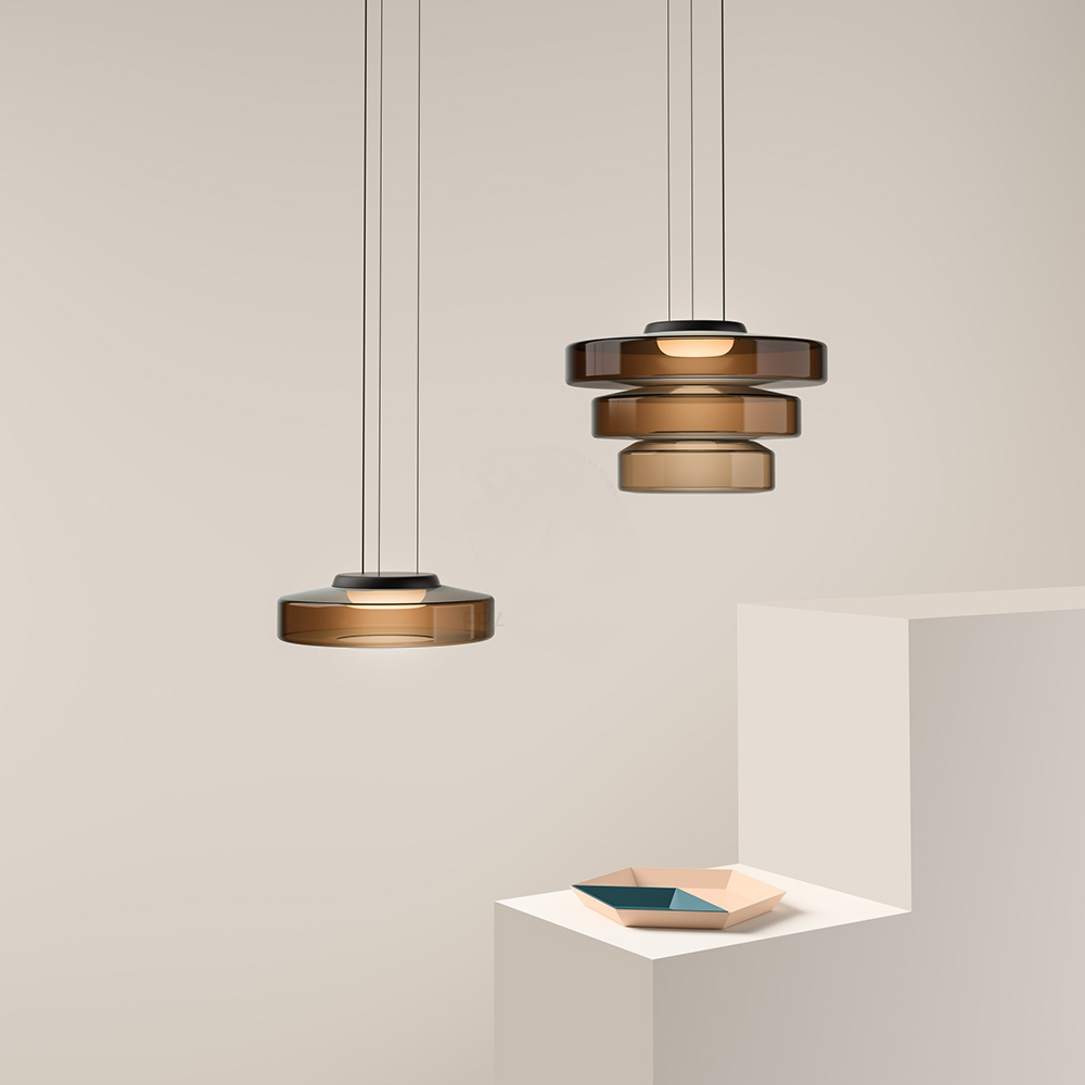 Glass Pendant Lamp, Contemporary Bauhaus Style Glass Ceiling Light, Hanging Lamp for Dining Room, Living Room and Bedroom