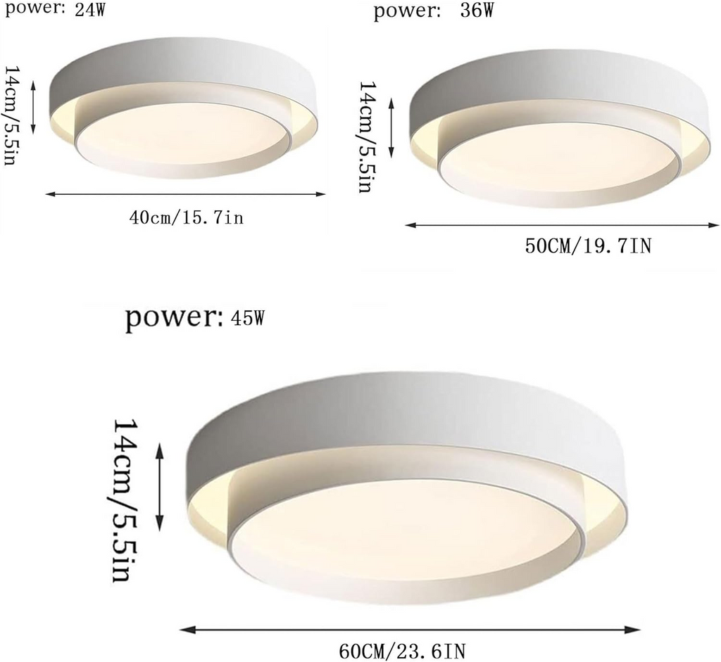 Nordic Round LED Ceiling Light, Scandinavian Minimalist Flush Mount Lamp for Living Room, Bedroom, Hallway and Kitchen