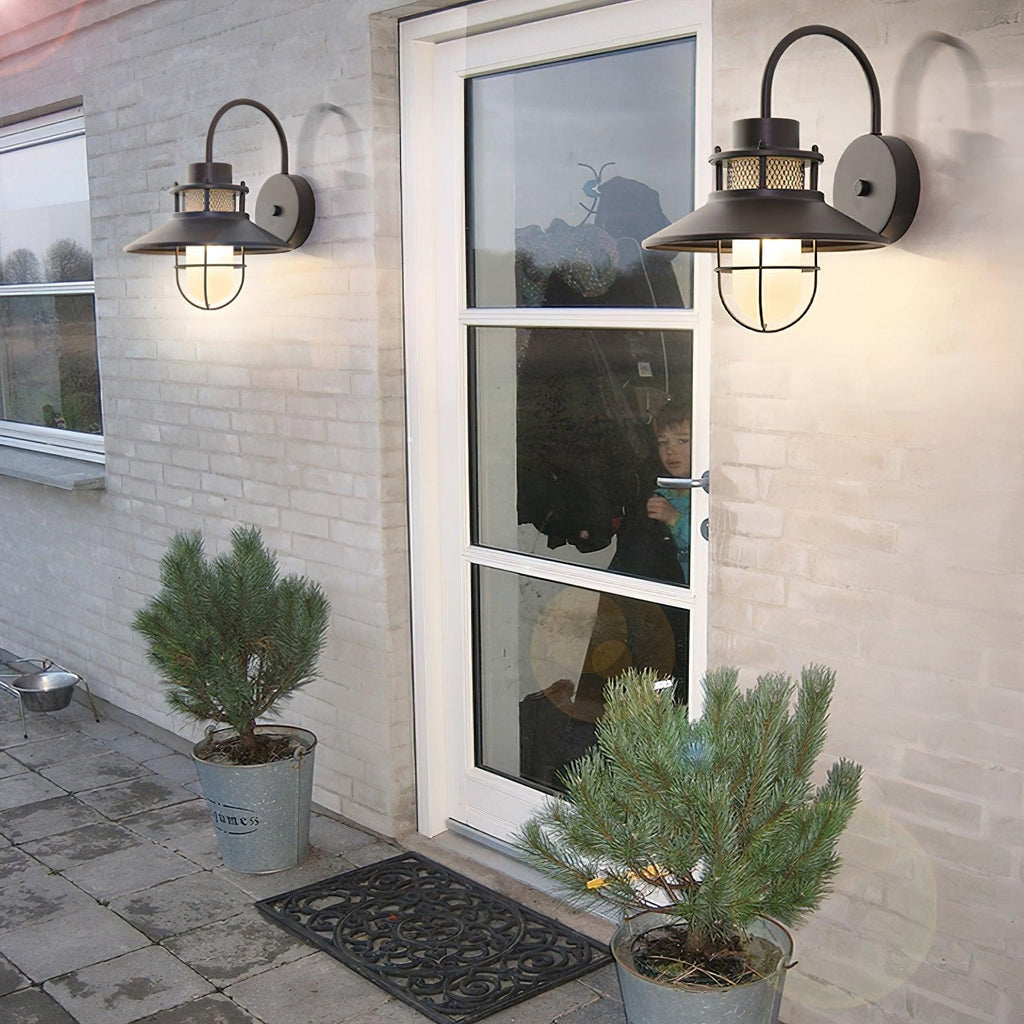 Felix Outdoor Wall Lamp, Industrial Waterproof Exterior Wall Sconce, Weather Ready Hanging Light for Garden, Porch, Patio and Front Door