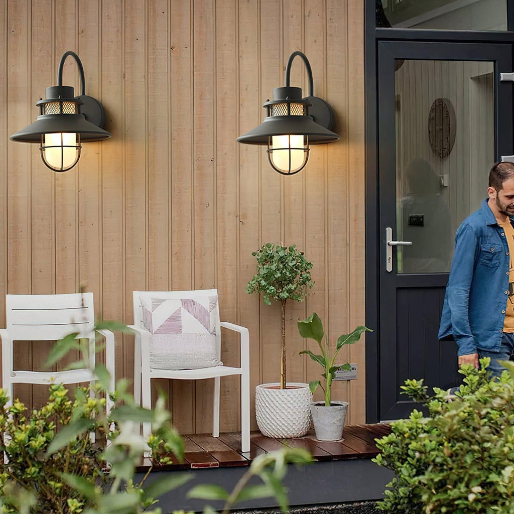 Felix Outdoor Wall Lamp, Industrial Waterproof Exterior Wall Sconce, Weather Ready Hanging Light for Garden, Porch, Patio and Front Door