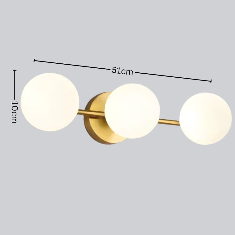 Modern Nordic Glass Ball Wall Light, Scandinavian Triple Glass Globe Wall Sconce for Living Room, Bedroom and Hallway