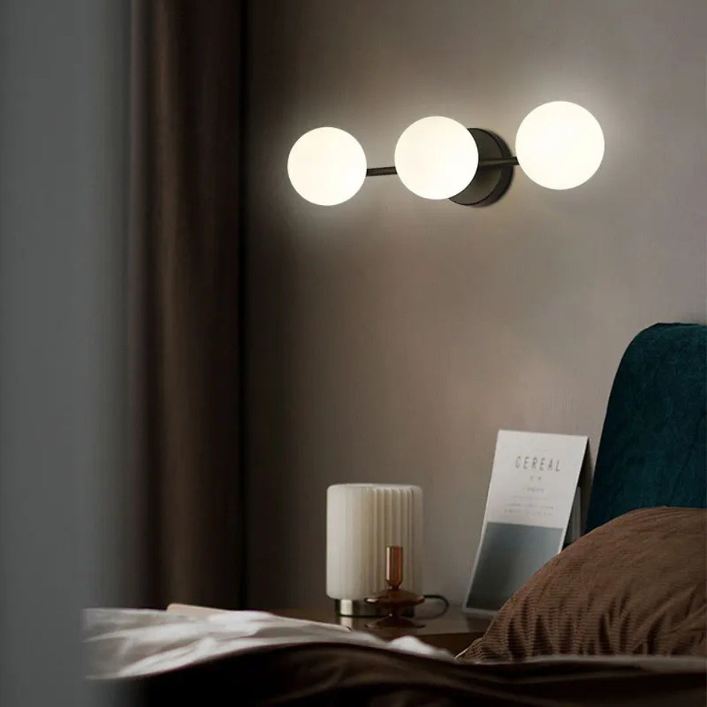 Modern Nordic Glass Ball Wall Light, Scandinavian Triple Glass Globe Wall Sconce for Living Room, Bedroom and Hallway