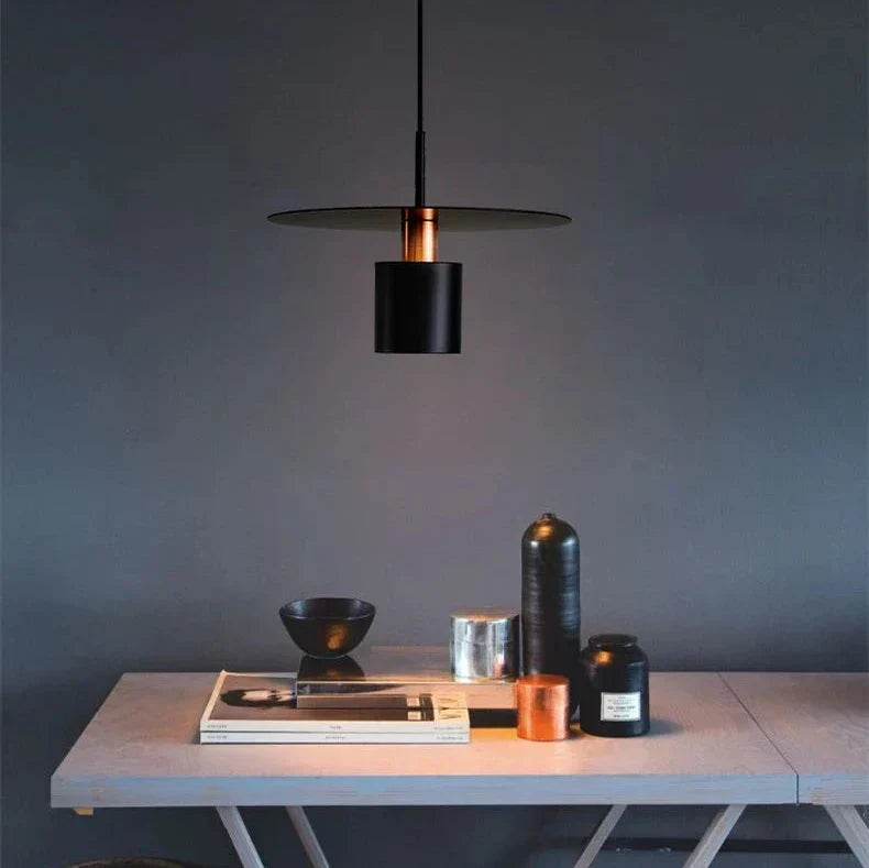 Pendant Light, Minimalist Neutral Finish Ceiling Light with Braided Cord for Dining Room, Living Room, Hallway and Bedroom