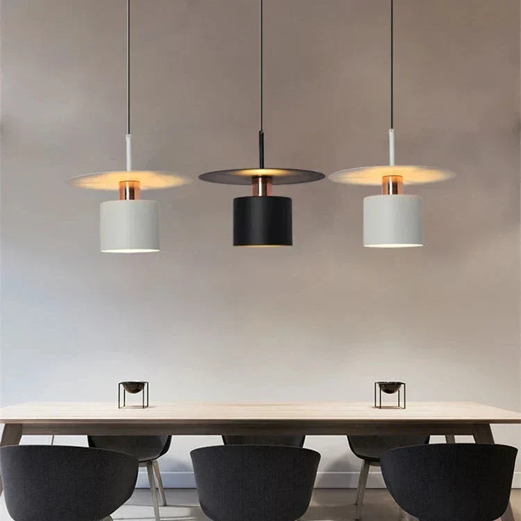 Pendant Light, Minimalist Neutral Finish Ceiling Light with Braided Cord for Dining Room, Living Room, Hallway and Bedroom