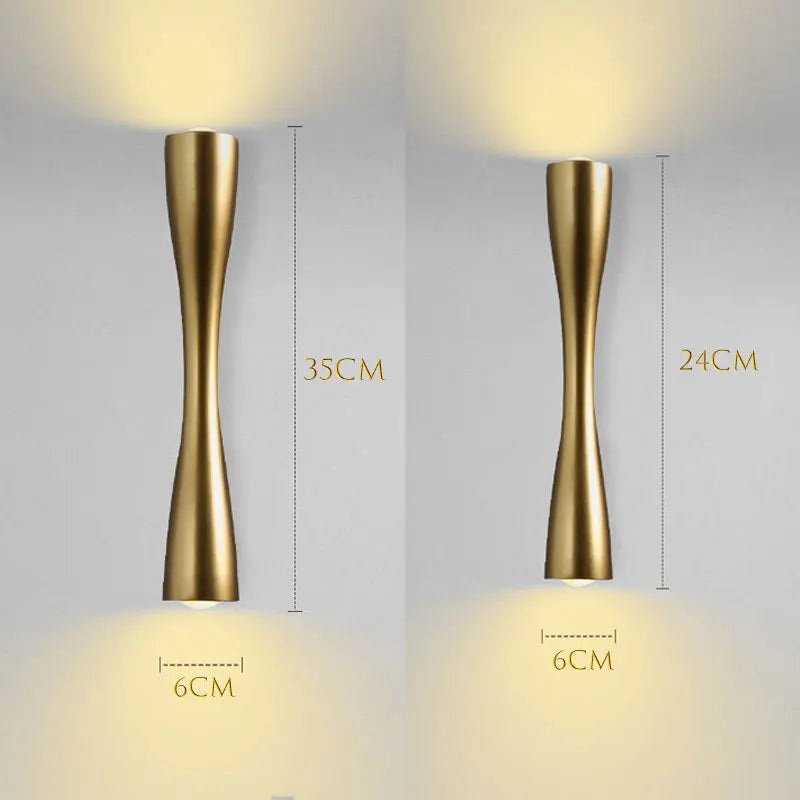 Modern Gold Wall Light, Scandinavian Waterproof Wall Lamp, Up and Down Accent Sconce for Living Room, Bedroom and Hallway