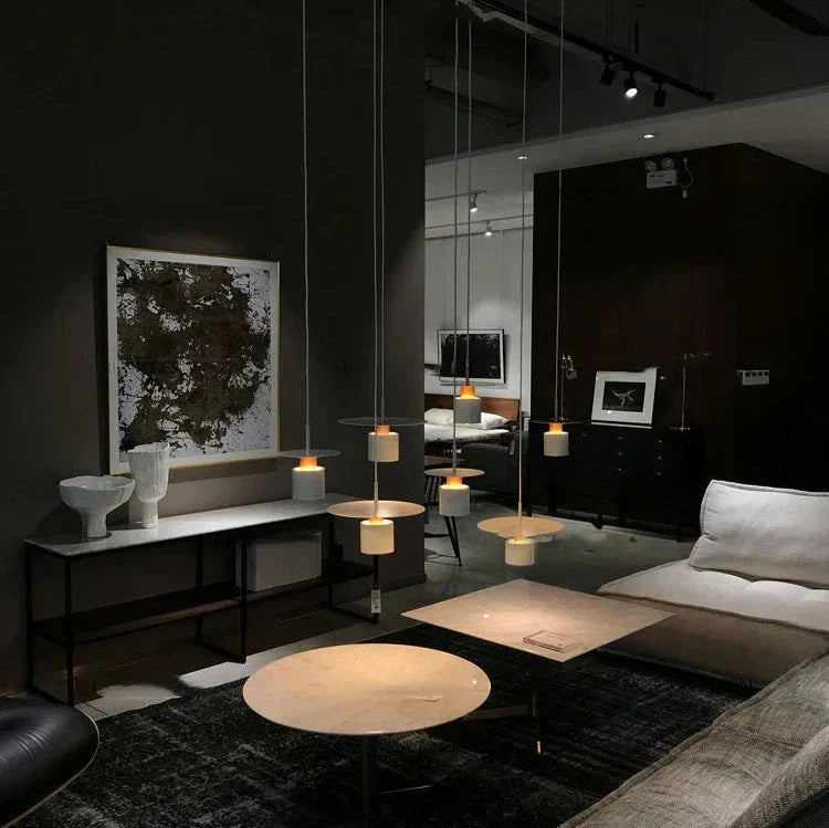 Pendant Light, Minimalist Neutral Finish Ceiling Light with Braided Cord for Dining Room, Living Room, Hallway and Bedroom