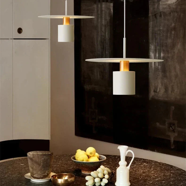 Pendant Light, Minimalist Neutral Finish Ceiling Light with Braided Cord for Dining Room, Living Room, Hallway and Bedroom