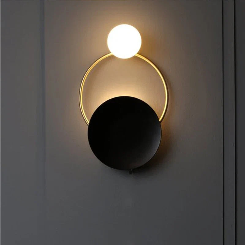 Designer Glass Wall Lamp, Minimalist Spherical Glass and Brushed Metal Wall Sconce for Living Room, Bedroom and Hallway