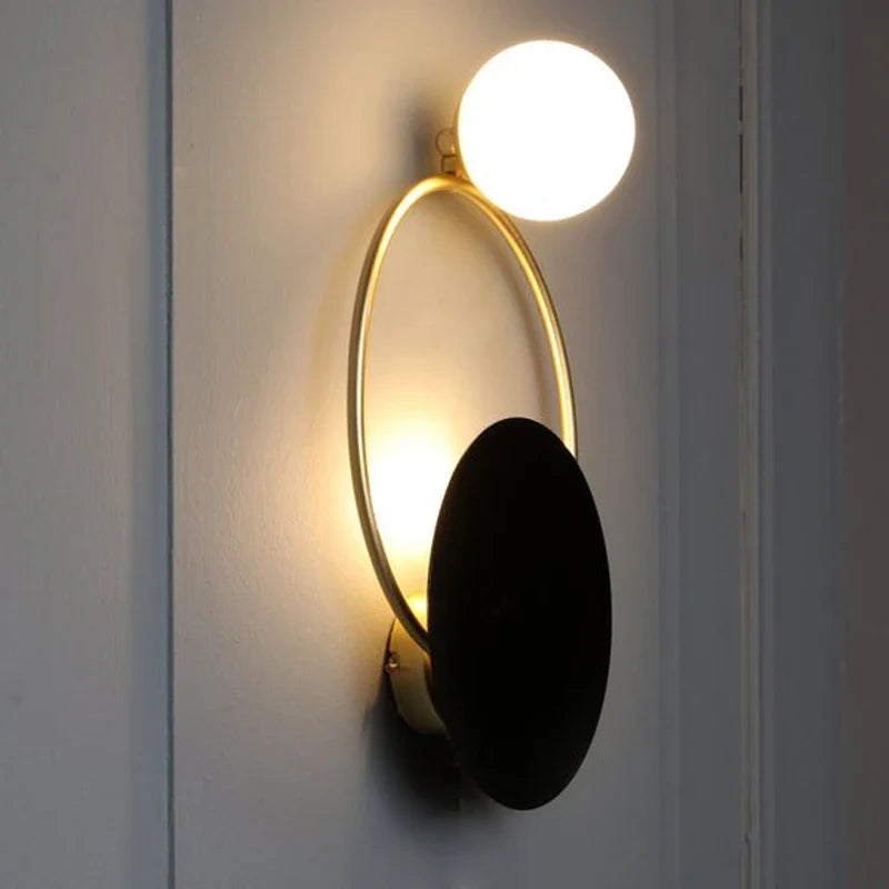 Designer Glass Wall Lamp, Minimalist Spherical Glass and Brushed Metal Wall Sconce for Living Room, Bedroom and Hallway