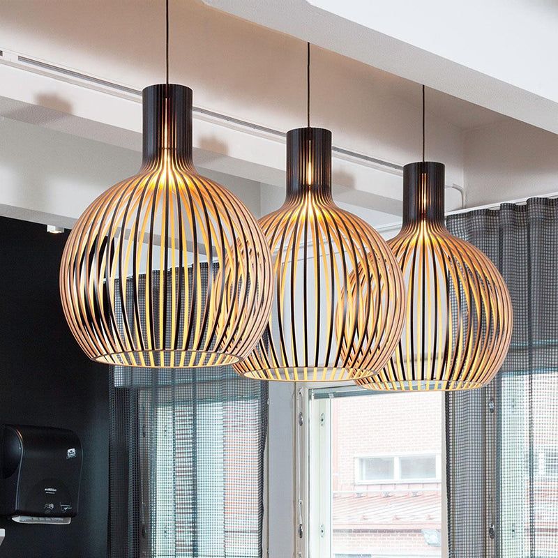 Handcrafted Wooden Pendant Light, Scandinavian Solid Wood Ceiling Light, Hanging Lamp for Dining Room, Living Room and Hallway