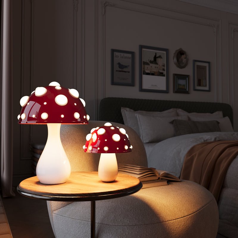 LED Mushroom Table Lamp, Minimalist Sculptural Dome Table Light, Integrated LED Lamp for Bedroom, Home Office and Living Room