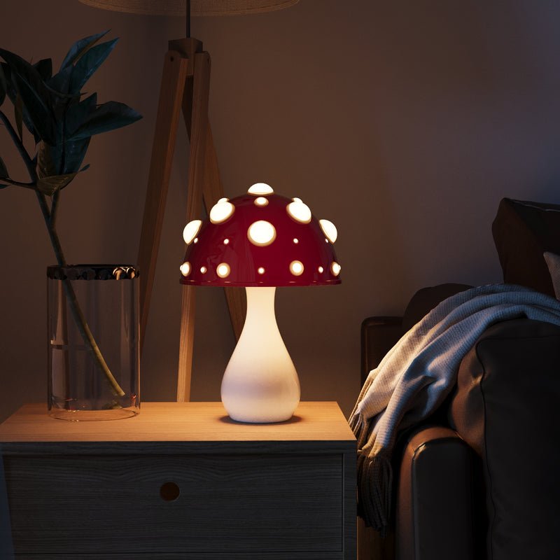 LED Mushroom Table Lamp, Minimalist Sculptural Dome Table Light, Integrated LED Lamp for Bedroom, Home Office and Living Room