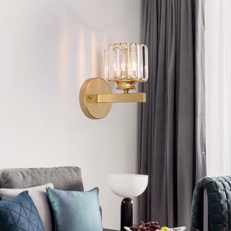 Crystal Wall Light, Minimalist Cut Crystal and Iron Wall Sconce, Concealed Fitting Wall Light for Living Room, Bedroom and Hallway
