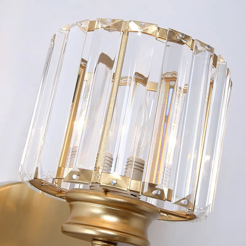 Crystal Wall Light, Minimalist Cut Crystal and Iron Wall Sconce, Concealed Fitting Wall Light for Living Room, Bedroom and Hallway