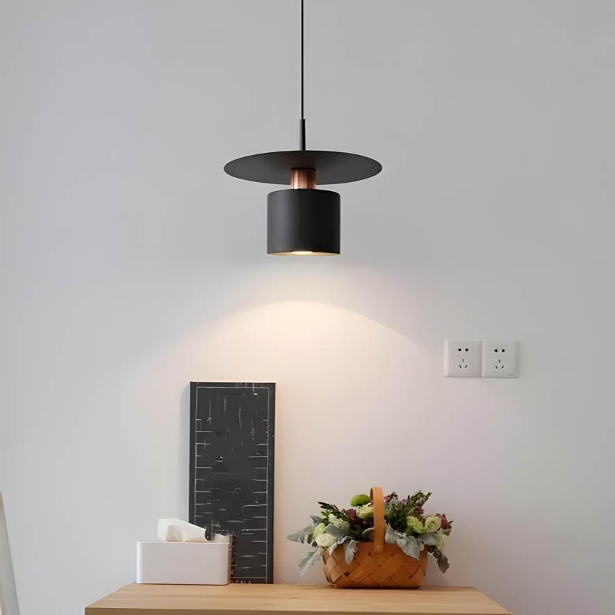 Pendant Light, Minimalist Neutral Finish Ceiling Light with Braided Cord for Dining Room, Living Room, Hallway and Bedroom