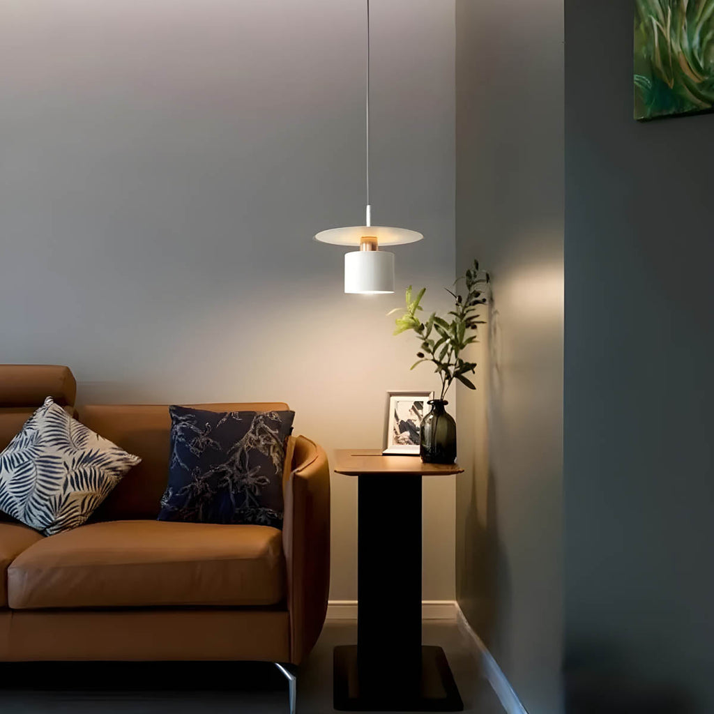 Pendant Light, Minimalist Neutral Finish Ceiling Light with Braided Cord for Dining Room, Living Room, Hallway and Bedroom