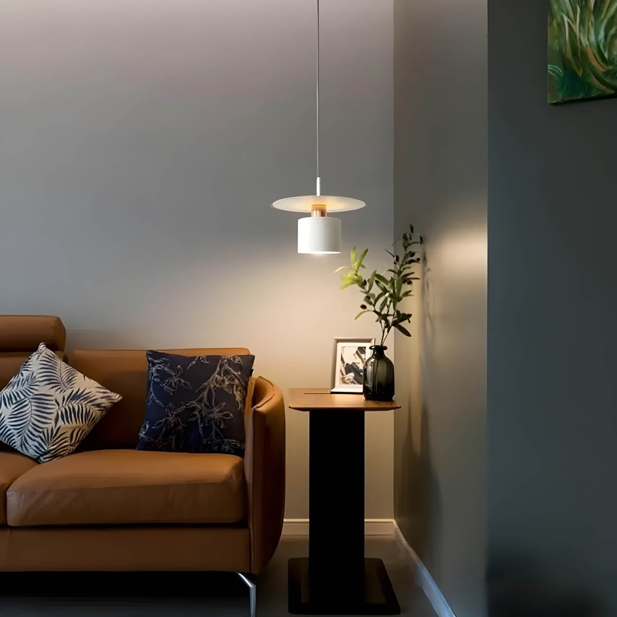 Pendant Light, Minimalist Neutral Finish Ceiling Light with Braided Cord for Dining Room, Living Room, Hallway and Bedroom