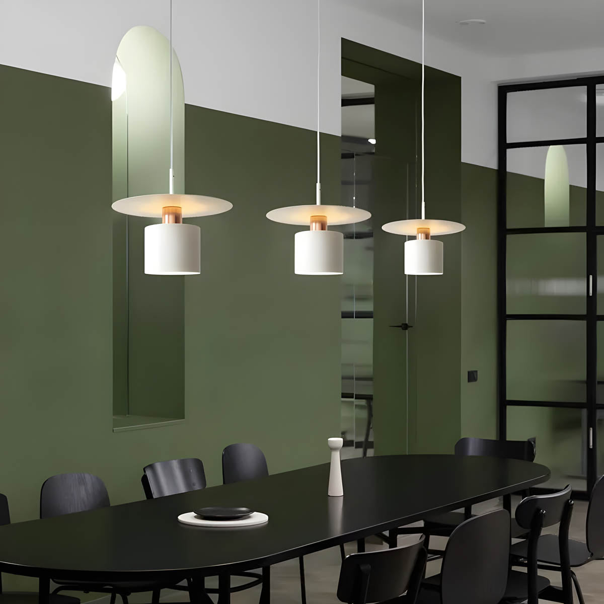 Pendant Light, Minimalist Neutral Finish Ceiling Light with Braided Cord for Dining Room, Living Room, Hallway and Bedroom