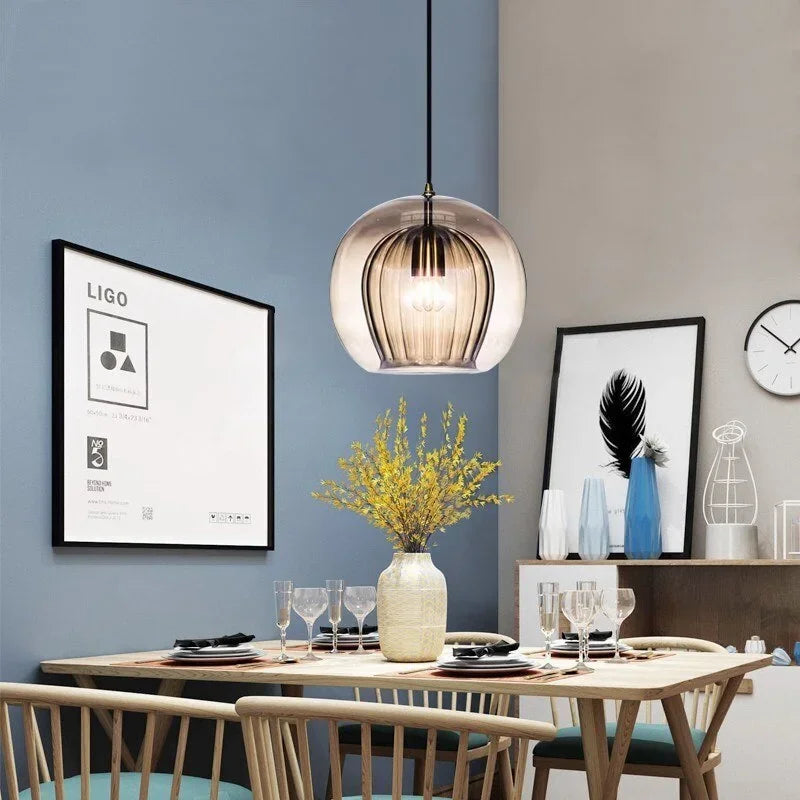 Modern Glass Pendant Light, Minimalist Glass Ceiling Light, Elegant Hanging Lamp for Dining Room, Living Room and Kitchen Island