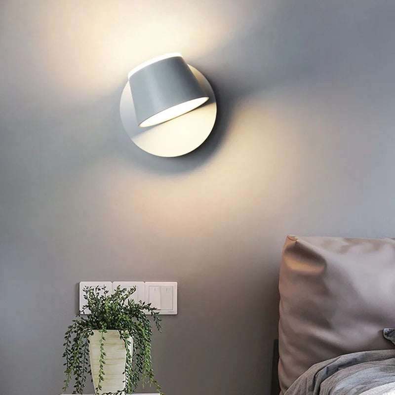 Rotatable LED Wall Lamp, Minimalist Adjustable Integrated LED Wall Sconce for Bedroom, Living Room, Hallway and Home Office