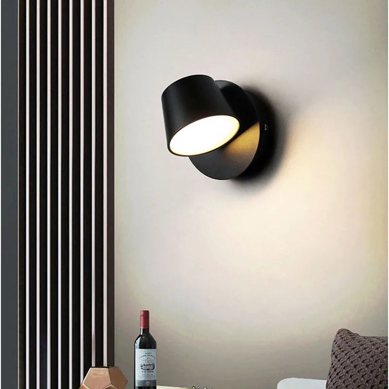 Rotatable LED Wall Lamp, Minimalist Adjustable Integrated LED Wall Sconce for Bedroom, Living Room, Hallway and Home Office
