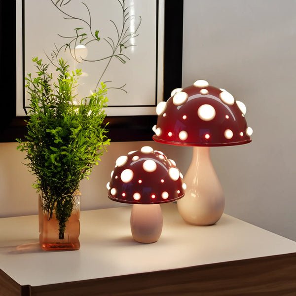 LED Mushroom Table Lamp, Minimalist Sculptural Dome Table Light, Integrated LED Lamp for Bedroom, Home Office and Living Room