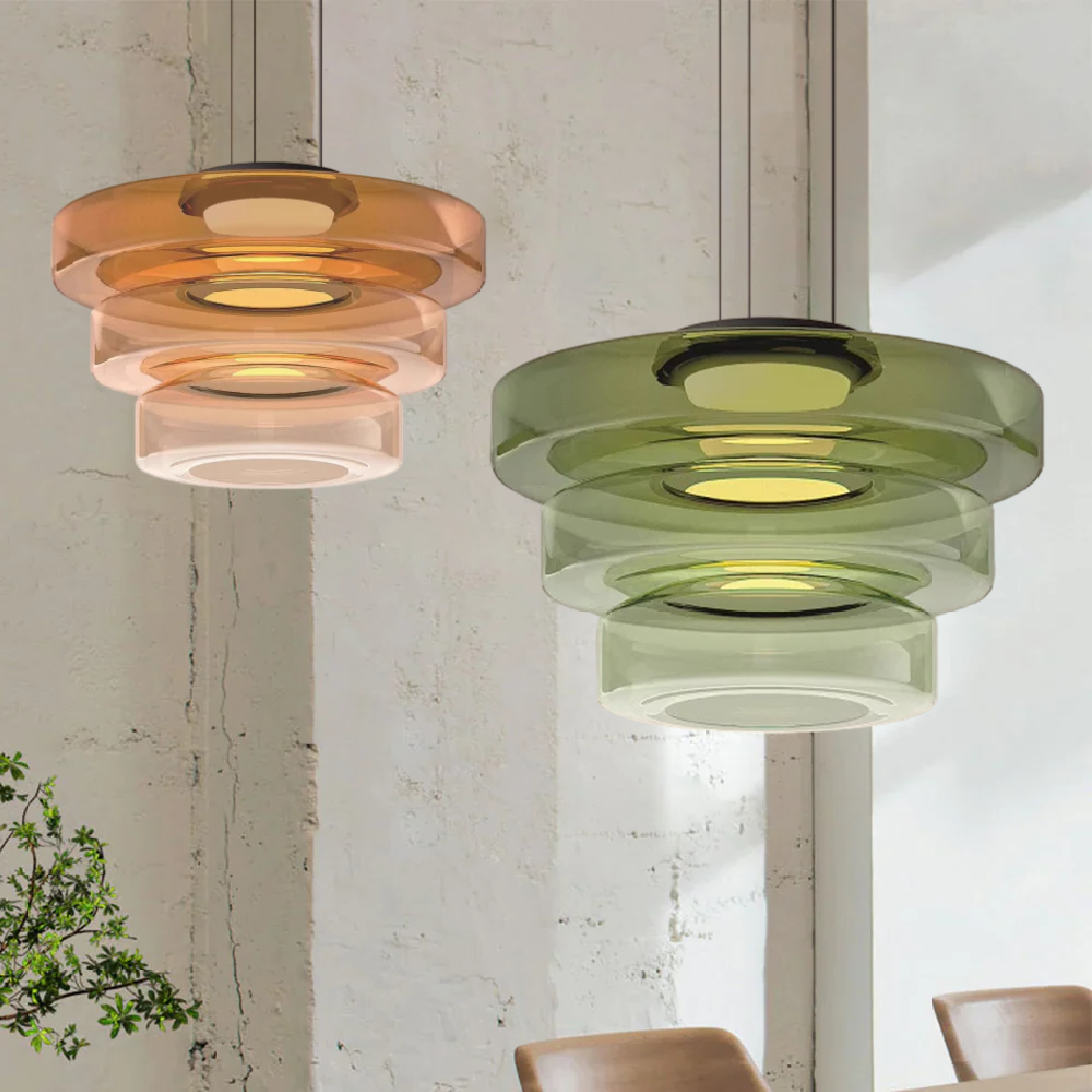 Glass Pendant Lamp, Contemporary Bauhaus Style Glass Ceiling Light, Hanging Lamp for Dining Room, Living Room and Bedroom