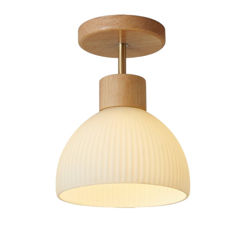 Ailse Ceiling Lamp, Contemporary Solid Wood and Glass LED Ceiling Light for Hallway, Landing, Bedroom and Living Room