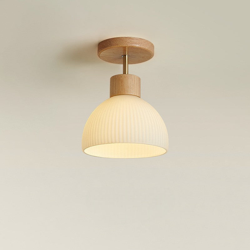 Ailse Ceiling Lamp, Contemporary Solid Wood and Glass LED Ceiling Light for Hallway, Landing, Bedroom and Living Room