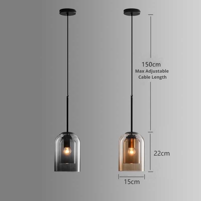 Glass Pendant Light, Scandinavian Hand Blown Glass Ceiling Light, Hanging Lamp for Dining Room, Living Room and Kitchen Island