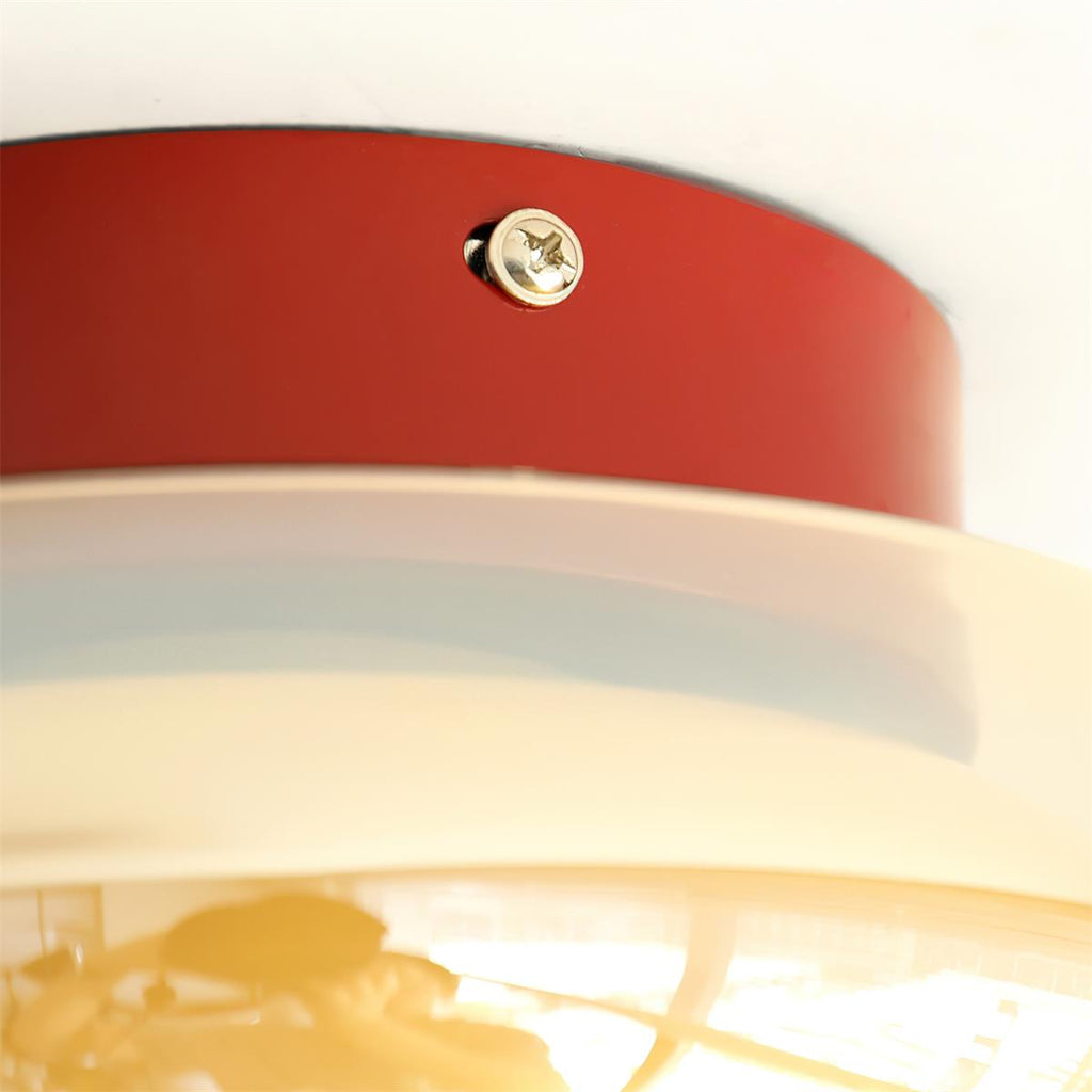 June Retro Glass Flush Mount Ceiling Light, Vintage Ribbed Glass LED Ceiling Lamp for Living Room, Bedroom, Hallway and Kitchen