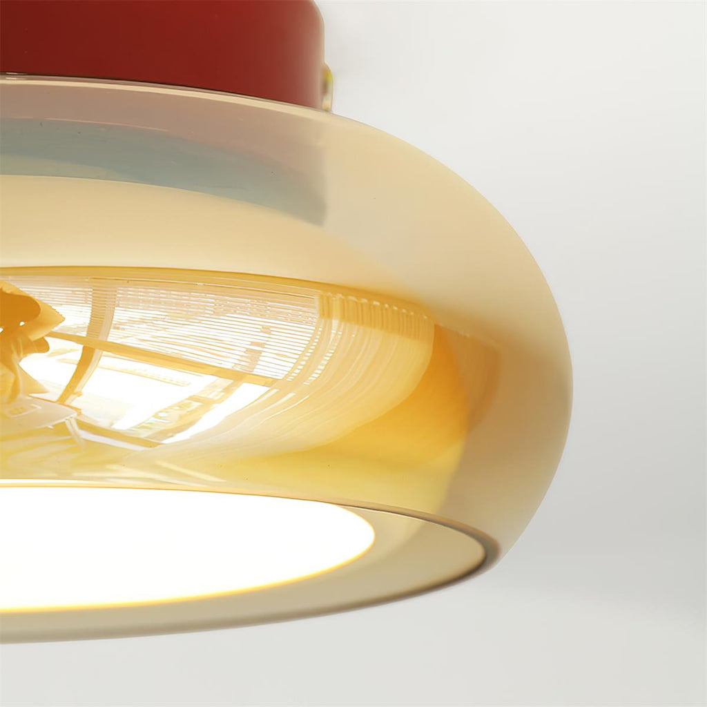 June Retro Glass Flush Mount Ceiling Light, Vintage Ribbed Glass LED Ceiling Lamp for Living Room, Bedroom, Hallway and Kitchen