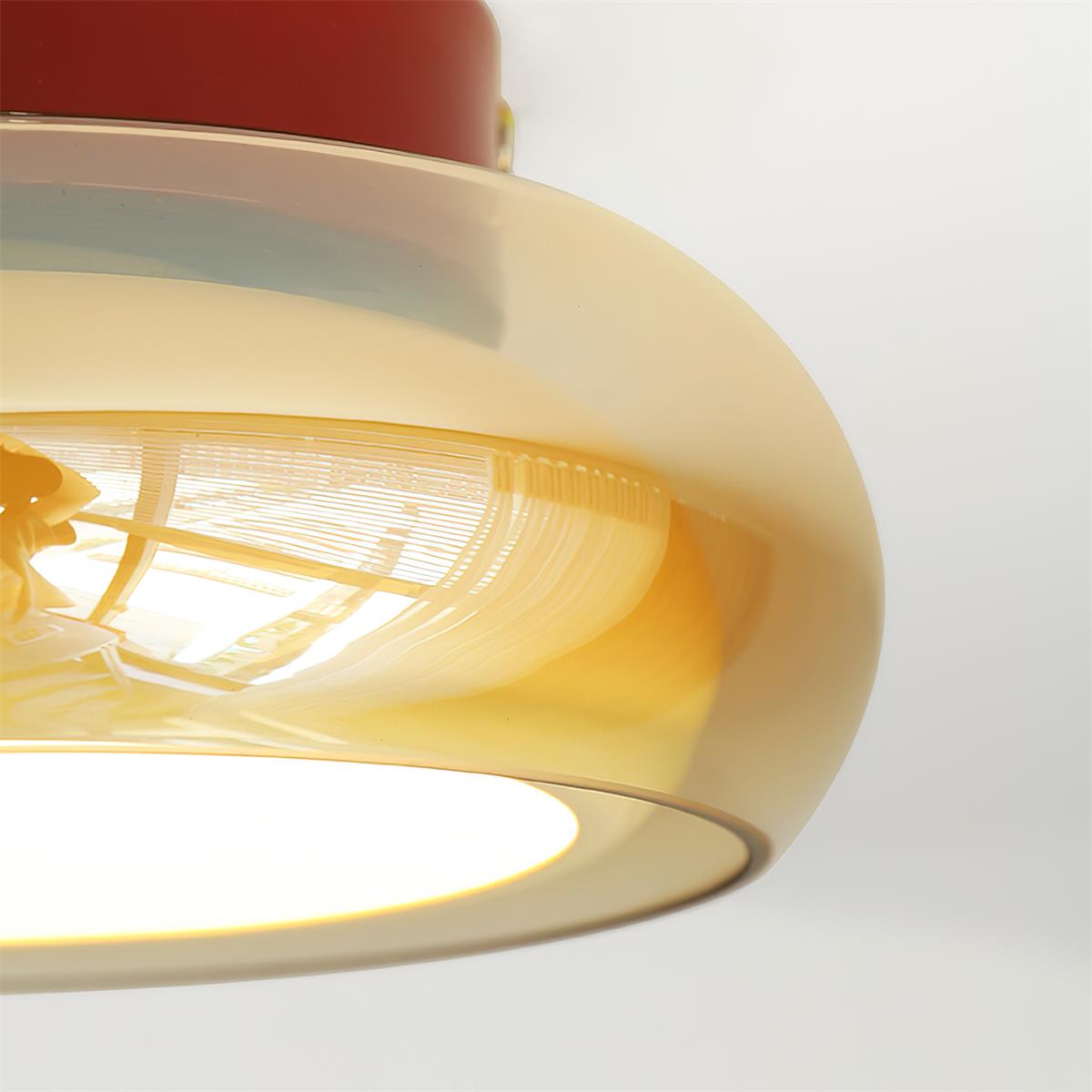 June Retro Glass Flush Mount Ceiling Light, Vintage Ribbed Glass LED Ceiling Lamp for Living Room, Bedroom, Hallway and Kitchen