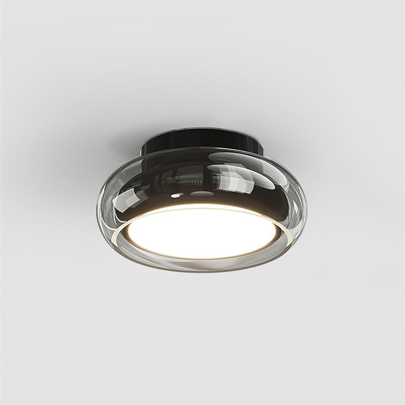 June Retro Glass Flush Mount Ceiling Light, Vintage Ribbed Glass LED Ceiling Lamp for Living Room, Bedroom, Hallway and Kitchen
