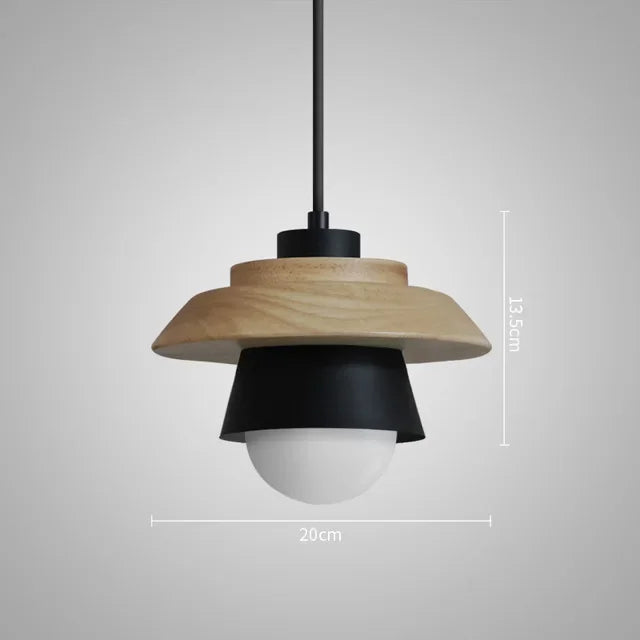Nordic Wood Pendant Light, Scandinavian Solid Wood Hanging Ceiling Lamp for Dining Room, Living Room, Bedroom and Hallway