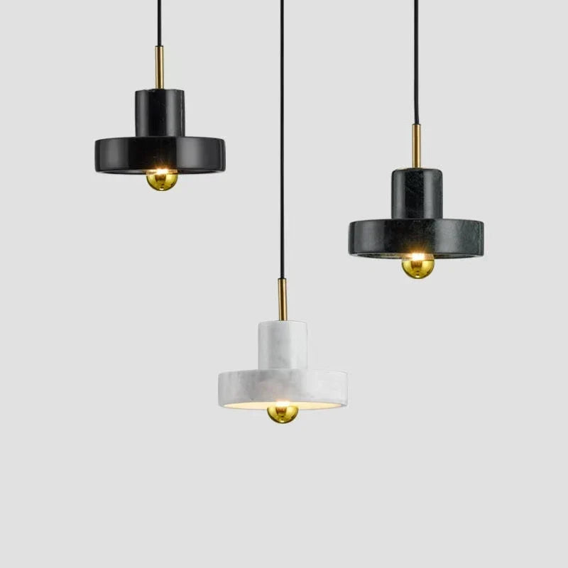 Marble Pendant Lamp, Minimalist Natural Stone Postmodern Hanging Light for Dining Room, Living Room, Bedroom and Kitchen Island