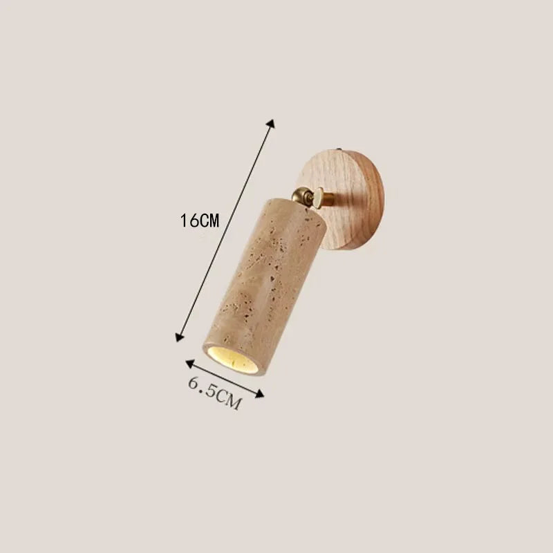 Huangdong Wall Lamp, Luxury Solid Wood and Marble Look Stone Wall Sconce for Living Room, Bedroom and Hallway