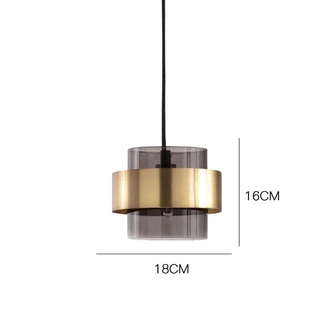 Nordic Glass Pendant Light, Scandinavian Blown Glass and Brushed Metal Hanging Lamp for Dining Room, Living Room and Bedroom