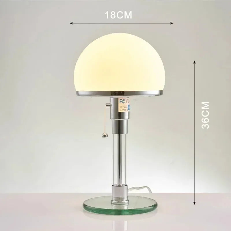 Wilhelm Bauhaus Table Lamp, Scandinavian Glass Desk Lamp, Designer Accent Light for Home Office, Study and Living Room