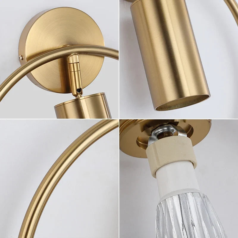 Halo Wall Light, Scandinavian Gold Ring Wall Sconce, Soft Indirect Wall Light for Living Room, Bedroom, Hallway and Open Plan Spaces
